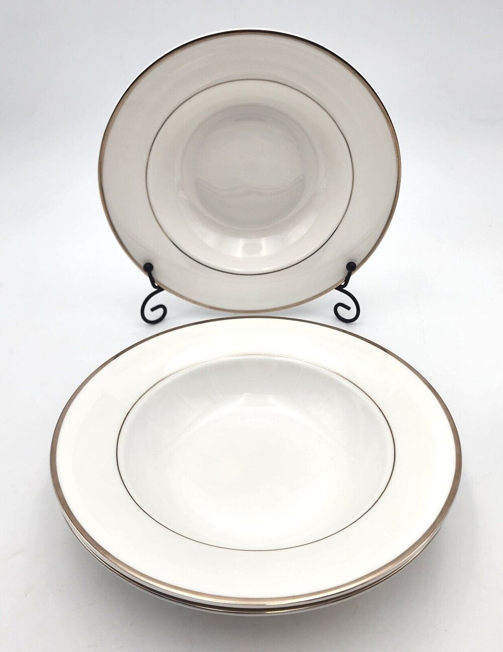Mikasa Ultima+ CAMEO PLATINUM HK301 Rimmed Soup Bowl(s) Set Of 3 Ships Fast